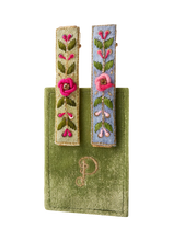 Load image into Gallery viewer, Powder - Embroidered Hair Bars in Mint/Cornflower Floral Vines