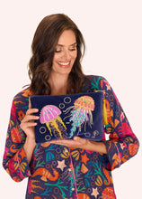 Load image into Gallery viewer, Powder - Jolly Jellies Velvet Zip Pouch in Navy