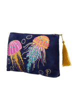 Load image into Gallery viewer, Powder - Jolly Jellies Velvet Zip Pouch in Navy