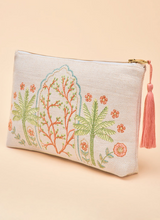 Load image into Gallery viewer, Powder - Jute Zip Pouch - Paradise Palms