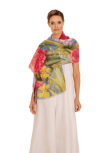 Load image into Gallery viewer, Powder - Linen/Cotton Mix Scarf in Floral Study Denim