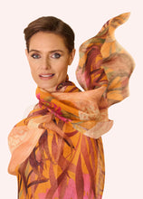 Load image into Gallery viewer, Powder - Linen/Cotton Mix Scarf in Oriental Crane