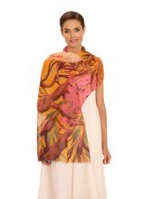 Load image into Gallery viewer, Powder - Linen/Cotton Mix Scarf in Oriental Crane