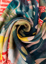 Load image into Gallery viewer, Powder - Linen/Cotton Scarf in Exotic Leaves