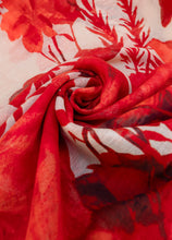 Load image into Gallery viewer, Powder - Linen/Cotton Scarf in Rouge Blooms