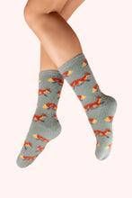Load image into Gallery viewer, Powder - Mini Foxes Fuzzy Socks in Ice