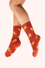 Load image into Gallery viewer, Powder -  Mini Owls Fuzzy Socks in Tangerine