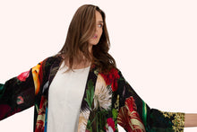 Load image into Gallery viewer, Powder - Opulent Florals Mid-Length Kimono in Chocolate