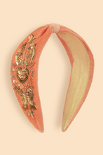Load image into Gallery viewer, Powder - Embellished Velvet Headband - Coral