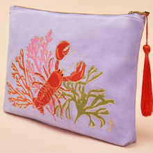 Load image into Gallery viewer, Powder - Velvet Zip Pouch - Lobster Buddies Lavender
