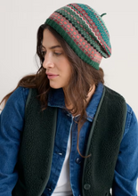 Load image into Gallery viewer, Sea Salt - Bramble Jelly Beret in Weaving Needle Dark Forage