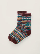 Load image into Gallery viewer, Sea Salt - Cabin Socks in Roe Woods Purple Coral
