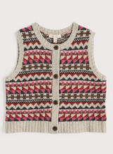 Load image into Gallery viewer, Sea Salt - Dawson Pick Vest Fairisle in Zig Zag Geo Aran Red Sail