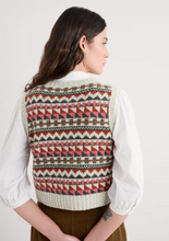 Load image into Gallery viewer, Sea Salt - Dawson Pick Vest Fairisle in Zig Zag Geo Aran Red Sail