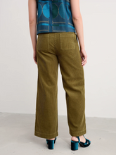 Load image into Gallery viewer, Sea Salt - Dillwyn Wide Leg Cord Trousers in Bright Olive