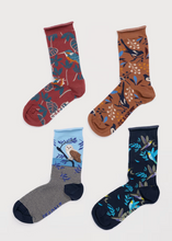 Load image into Gallery viewer, Sea Salt - Gift Box of 4 Arty Socks in Resting Bird Mix