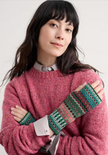 Load image into Gallery viewer, Sea Salt - Malva Fingerless Mittens in Weaving Needle Dark Forage
