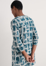 Load image into Gallery viewer, Sea Salt - Op Art Tunic in Abstract Lines Chalk