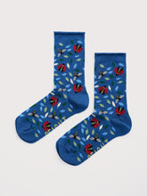 Load image into Gallery viewer, Sea Salt - Organic Cotton Arty Socks in Leaf Lines Dark Voyage