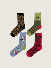 Load image into Gallery viewer, Sea Salt - Gift Box of 4 Arty Bird Socks in Wintering Birds Mix