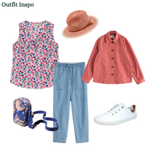 Load image into Gallery viewer, Sea Salt - Cobbs Well Top in Parasol Floral Chalk