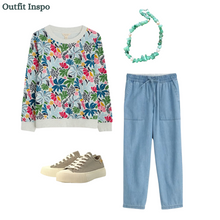Load image into Gallery viewer, Sea Salt - Bright Wave Sweatshirt in Seaweed Flower Chalk