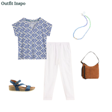 Load image into Gallery viewer, White Stuff - Nelly Notch Neck Tee in Blue Multi