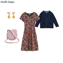 Load image into Gallery viewer, Sea Salt - April Short Sleeve Dress in Painted Asters Maritime