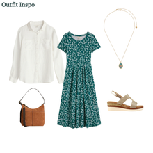 Load image into Gallery viewer, Sea Salt - Veronica Short Sleeve Dress in Indigo Leaf Dark Wreckage