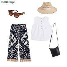 Load image into Gallery viewer, White Stuff - Farah Wide Leg Trousers in Navy Multi