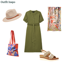Load image into Gallery viewer, Crew Clothing - Delilah Double Cloth Dress in Oil Green