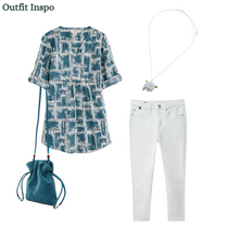 Load image into Gallery viewer, Sea Salt - Op Art Tunic in Abstract Lines Chalk