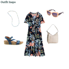 Load image into Gallery viewer, White Stuff - Phoebe Midi Dress in Navy Multi