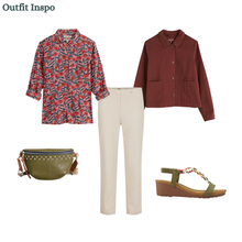 Load image into Gallery viewer, Sea Salt - Larissa Shirt in Echinacea Stems Rosehip