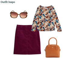 Load image into Gallery viewer, White Stuff - Melody Organic Cord Skirt - Deep Red