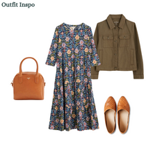 Load image into Gallery viewer, Sea Salt - Line Strokes Dress - Rustic Floral Maritime