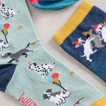 Load image into Gallery viewer, White Stuff - 3 Pack Party Dogs Ankle Socks in Blue Multi