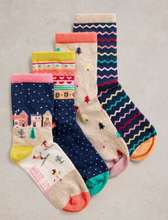 Load image into Gallery viewer, White Stuff - 4PK Christmas Ankle Socks - Navy Multi