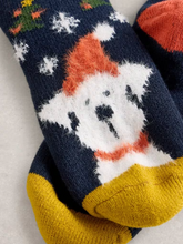 Load image into Gallery viewer, White Stuff - Christmas Dog Cabin Sock in Navy Multi