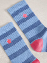 Load image into Gallery viewer, White Stuff - Embroidered Star Rib Socks in Bright Blue