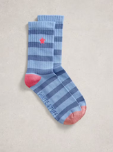 Load image into Gallery viewer, White Stuff - Embroidered Star Rib Socks in Bright Blue