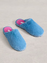 Load image into Gallery viewer, White Stuff - Faux Fur Slipper Mule in Bright Blue