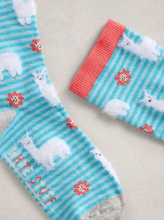 Load image into Gallery viewer, White Stuff - Fluffy Llama Ankle Socks in Blue Multi