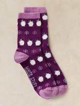 Load image into Gallery viewer, White Stuff - Fluffy Penguin Ankle Socks in Purple Multi