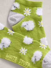 Load image into Gallery viewer, White Stuff - Fluffy Sheep Trainer Socks in Mid Green