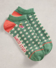 Load image into Gallery viewer, White Stuff - Gingham Fruit Trainer Socks in Green Multi
