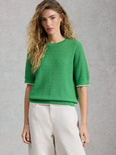 Load image into Gallery viewer, White Stuff - Holly Pointelle Tee in Bright Green