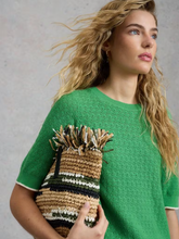 Load image into Gallery viewer, White Stuff - Holly Pointelle Tee in Bright Green