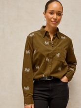 Load image into Gallery viewer, White Stuff - Libby Embroidered Cord Shirt in Khaki Green