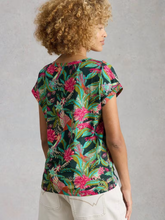 Load image into Gallery viewer, White Stuff - Nelly Notch Neck Tee in Green Print